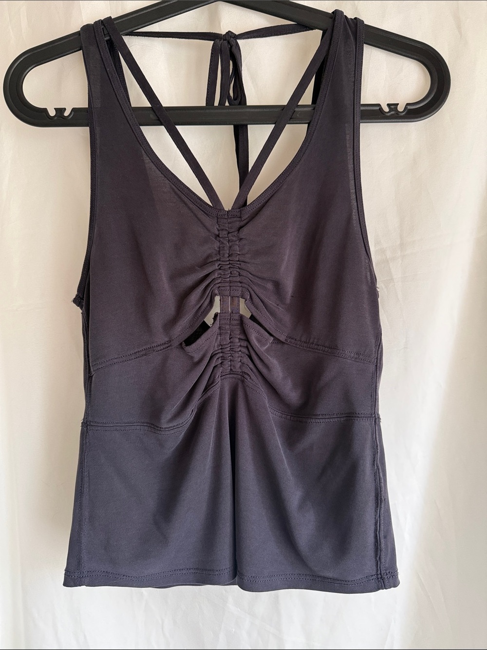 Free People Charcoal Ruched Tank with Branded Tag